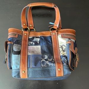 Coach Limited Edition Signature Legacy Denim Patchwork Tote Handbag Purse